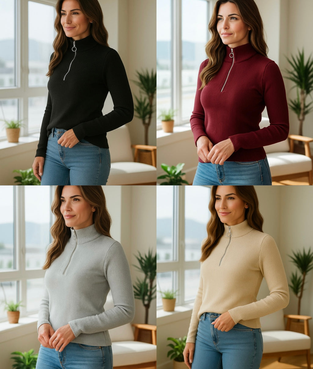 ✅باك ديال 4 تريكو كول مونطي بزيب غير بـ219 درهم 😍